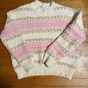 Altar'd State Pink, Cream, and Tan Sweater